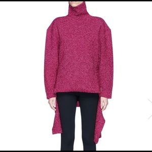 BALENCIAGA Pink Metallic Knit Oversized Sweater Turtleneck